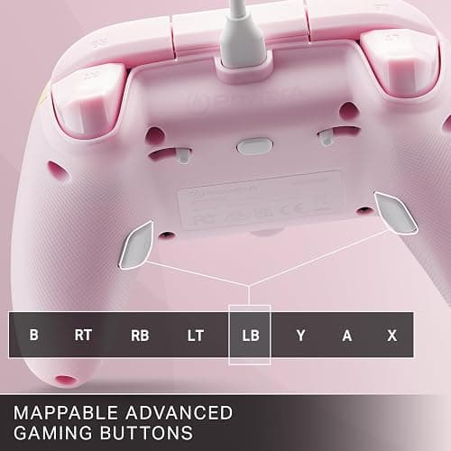 PowerA Advantage Wired Controller for Xbox Series X|S - Pink Lemonade, Xbox Controller with Detachable 10ft USB-C Cable, Mappable Buttons, Trigger Locks and Rumble Motors, Officially Licensed for Xbox thumbnail 4