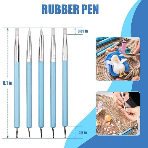 Dotting Tools, Silicone Clay Sculpting Tool, Ceramic Clay Ball Stylus Dot Painting Tools, Pottery Embossing Tool for Rock, Nail, Blending, Drawing, Modeling thumbnail 2