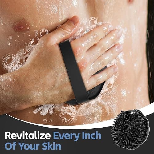 Silicone Body Scrubber, Exfoliating Body Wash Scrubbers Exfoliator, Shower Body Brush for Effective Showering Exfoliation and Gentle Massage (Black) thumbnail 7