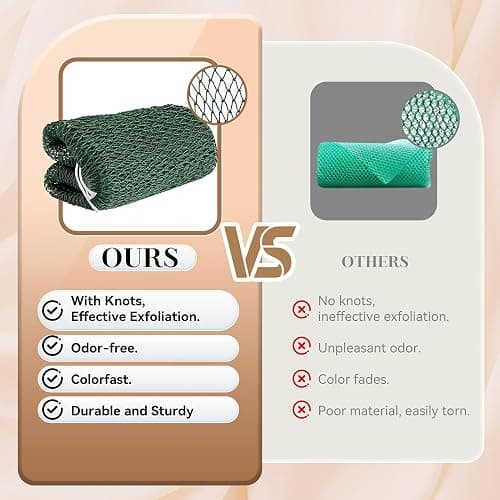 CORATED African Net Sponge Authentic, Shower Loofah Exfoliating Bath Sponge, Body Scrubber for Women and Men Daily Use Body Care, Travel Portable, Durable Bath Accessories for Bathroom (Black & Pink) thumbnail 3
