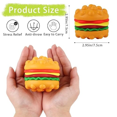 Anboor Pop Fidget Toys, 3D Silicone Hambergur Push Bubbles Sensory Toy Pop Stress Ball Anxiety Stress Relief Austism Early Educational Pop Toy for Kids Adults thumbnail 2
