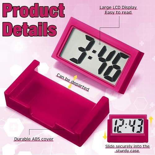 Frienda 3 Pieces Mini Digital Clock Small Digital Clock Stick on Battery Operated Self Adhesive Bracket for Car Dashboard Fridge (Blue,Black,Red) thumbnail 3