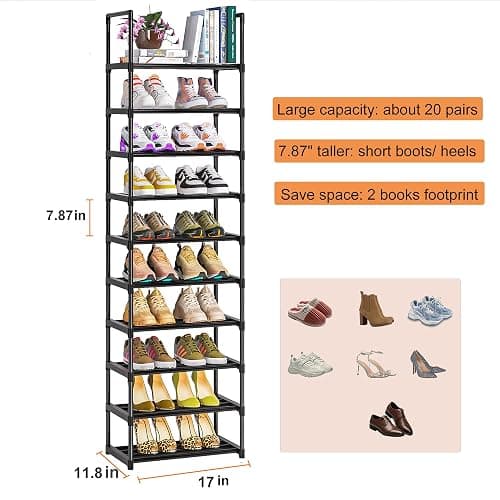 OYREL Shoe Rack, Sturdy Metal Shoe Rack Organizer,Narrow Shoe Racks for Closets,Shoes Rack,Shoe Stand,Shoe Shelf thumbnail 3