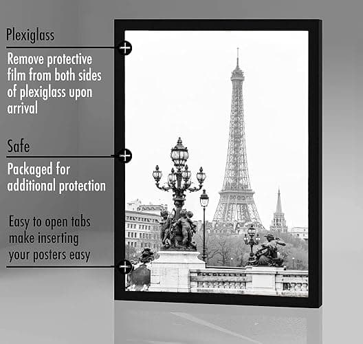 Stunning Large A1 Photo Poster Certificate Frame (59.4 x 84.1 cm) with Backboard and Styrene Included for Portrait and Landscape Display Wall Hanging -Black thumbnail 6