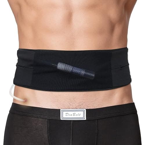 Breathable Peritoneal Dialysis Belt with Mesh Pouch PD Catheter Transfer Set Holder Accessories with Slits for G-Tube Feeding Tube Peg Tubing Stomach Women Men Adults Black - Image 1