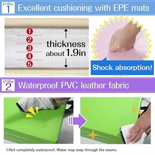 KaRaDaStyle Gymnastics Mat Folding Stretch Mats 71"x39"x2" Exercise Muscle Training Children Play Horizontal Bar Mat Yoga Sports Soundproof Home Use thumbnail 3