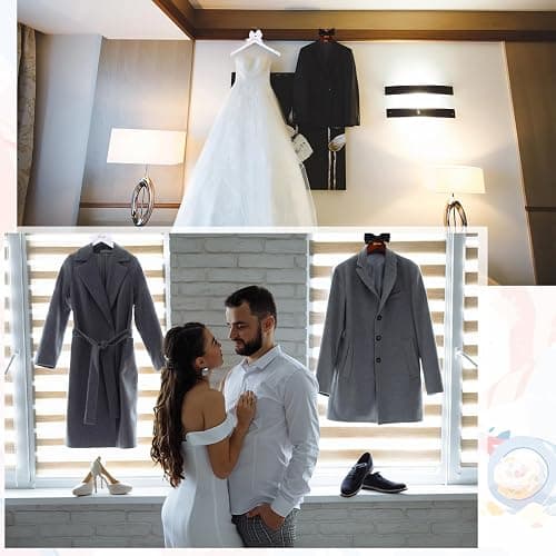 Beeveer 2 Pcs Bride Hanger for Wedding Dress Bride and Groom Wooden Wedding Dress Hanger Set with Bow Tie for Tuxedo Suit Gift Bridal Party Shower thumbnail 4