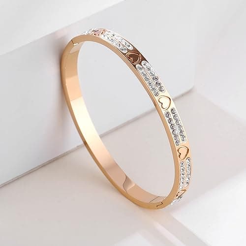 YCSLYW Women's Stainless Steel Bracelet Jewelry Crystal Bracelet With Cube Zircon Hinge Jewelry oval Bangle Witness the Gift of Love - 7 Inch-Cross Silver thumbnail 3