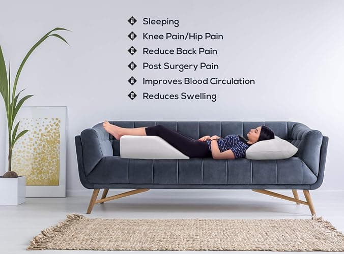 Ebung Memory Foam Leg Elevation Pillow - Support Pillow to Raise Feet for Better Elevation, Circulation, Leg Swelling Wedge Design for Comfort and Recovery thumbnail 3