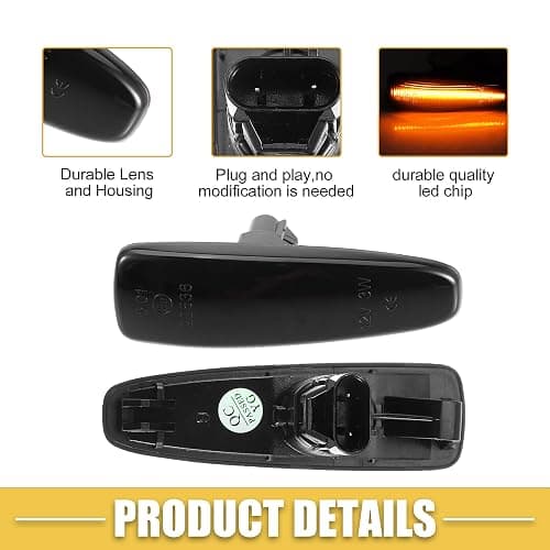 A ABSOPRO LED Side Marker Light 8351A001 Front Turn Signal Lights Fender Sidemarker Lamps for Mitsubishi Lancer 2008-2017 Black Lens Yellow LED Light 1 Pair thumbnail 5