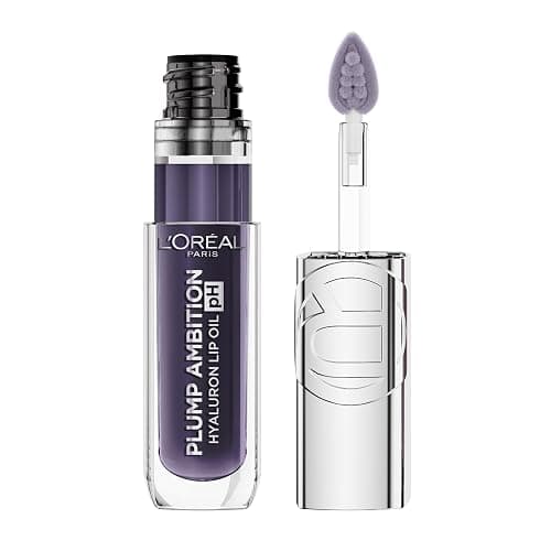 L'Oreal Paris Plump Ambition pH Hyaluron Lip Oil, Color Shifting Lip Tint with 24HR Hydration, Volumizing Shine and Lasting Color, 090 pH Berry Noir - Image 1