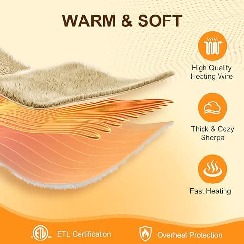 LUZARTA Heated Blanket Full Size 72"X84" Beige - Soft Double Sided Sherpa Electric Blanket Full Size with LED Display, 6 Heating Levels & 10 hrs Timer, Machine Washable & Fast Heating, Gift for Women thumbnail 7