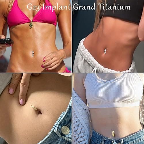 VOJO 14G G23 Titanium Clicker Belly Button Ring,10/12mm Reverse Curved Hoop Navel Barbell Piercing Jewelry thumbnail 3