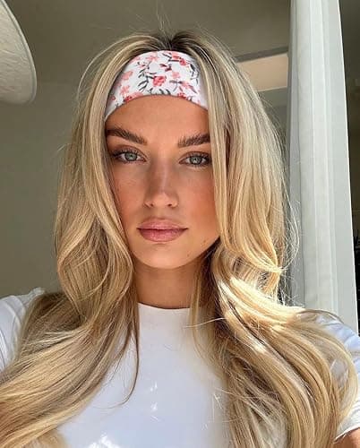 TERSE Headbands for Women Trendy Floral Print - Non Slip Summer Head Bands Soft Fabric Hair Bands for Workout Yoga Running Sport thumbnail 6