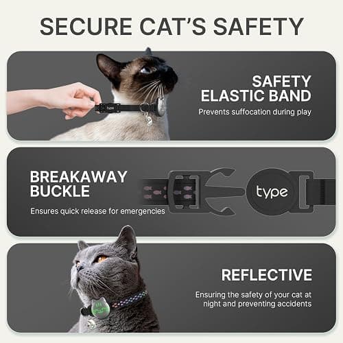 Waterproof Airtag Cat Collar, Breakaway Cat Airtag Collar with Luminous & Reflective Fish Pattern, Lightweight Kitten Collars for Apple Air tag, Hidden GPS Tracker Holder for Cats, Kittens(9-13") thumbnail 4