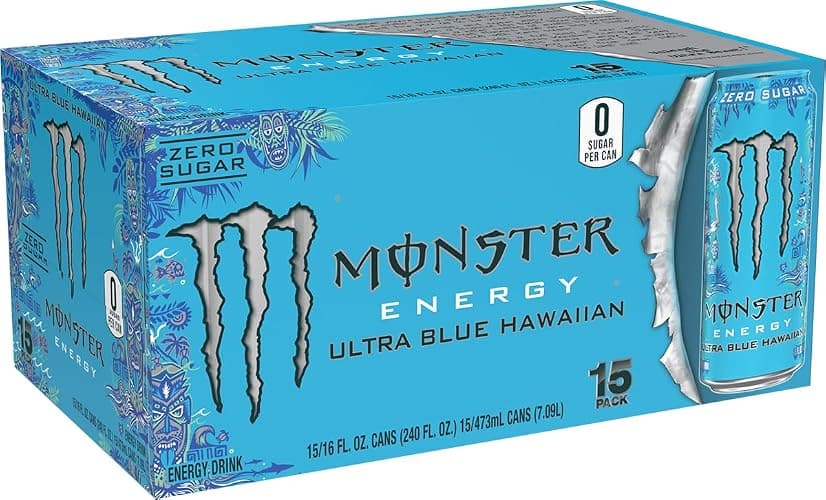 Monster Energy Ultra Blue Hawaiian, Sugar Free Energy Drink, 16 Ounce (Pack of 15) thumbnail 2