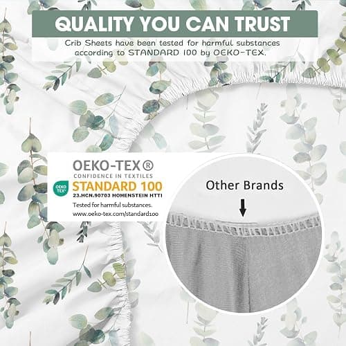Bimocosy Crib Sheets Fitted for Boys Girls 4 Pack, Baby Crib Mattress Sheets, Super Warm Bed Sheets, Size 28"x 52" for Standard Crib and Toddler Mattresses, Super Soft and Breathable Microfiber Leaf - Leaf/Bear/Gray/Green thumbnail 5