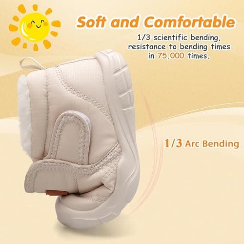 QFH Baby Boys Girls Winter Warm Shoes Cozy Fleece Snow Boots Toddler Non-Slip Walking Shoes Infant Outdoor Water Resistance Faux Fur Booties thumbnail 5