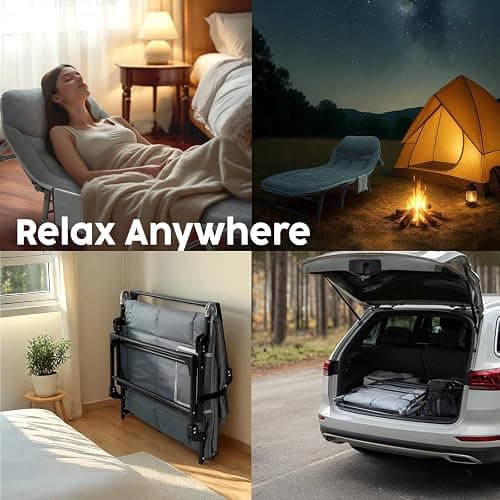 BSISHL Camping Cot with Mattress,No Assembly Required Heavy Duty Folding Camping Cot for Adults,450 Lbs Capacity Adjustable Portable Bed for Indoor,Outdoor&Patio Use (L''70in) thumbnail 8