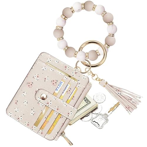 COOLANS Silicone Bracelet Wristlet Wallet Credit Card Holder RFID,ID Window,Key Ring Tassel,Slim Wallet Women Keychain Purse - Image 1