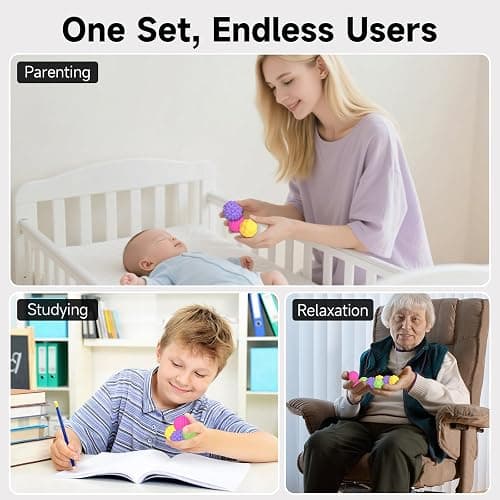 Silicone Magnetic Balls, 4 PCS Stress Relief Sensory Toys for Autism ADHD Anxiety, Quiet Office Desk Toy, Fidget Balls in Hands for Kids & Adults, Fun Gifts for Boys Girls Teens - Multicolor thumbnail 5