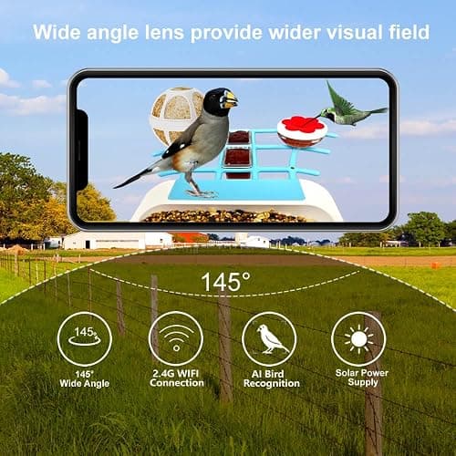 64GB Smart Bird Feeder with Camera Solar Powered, 2K 3MP HD Live Video &Playback on Phone, AI Identify +10,000 Bird Species, 2.4G WiFi Bird Feeder Camera Wireless Outdoor House-Bird Watching (Blue) thumbnail 7
