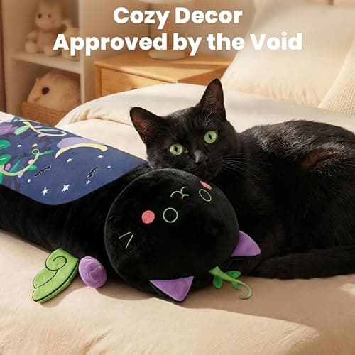 Mewaii Long Cat Plush 5 Sizes, 120% Extra Filling Giant Plushness Kids Body Pillow, Kawaii Cute Black Cat Stuffed Animals Plushies, Big Long Body Pillow Black Cat Plush Gift for Girls 20” thumbnail 8