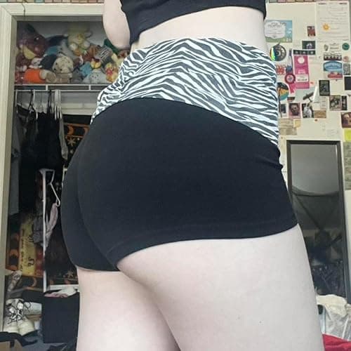 Best Rose Women's Mini Fold Over Shorts Zebra Cheetah Lounge Low Rise Patchwork Pajamas Y2K Skinny Sexy Casual Shorts thumbnail 4