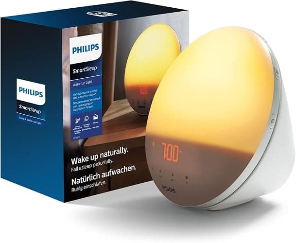 Philips Eveil lumière, Fonction Lever du soleil, 5 sons naturels, Radio FM numérique, Blanc (modèle HF3519/01) - Image 1