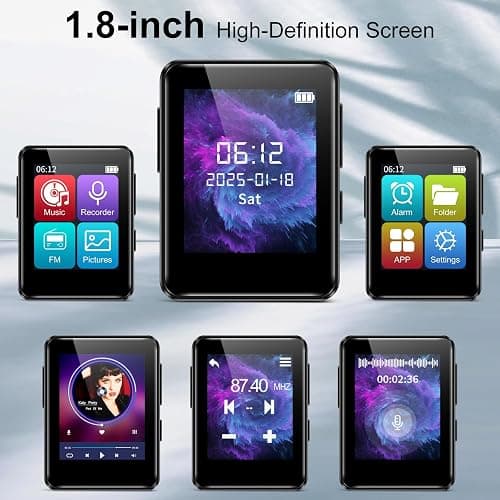 MP3 Music Player 32GB with Bluetooth, Portable Mini Music Player with 1.8 inch Screen, Speakers, FM Radio, Recorder, Up to 512GB, Black thumbnail 4