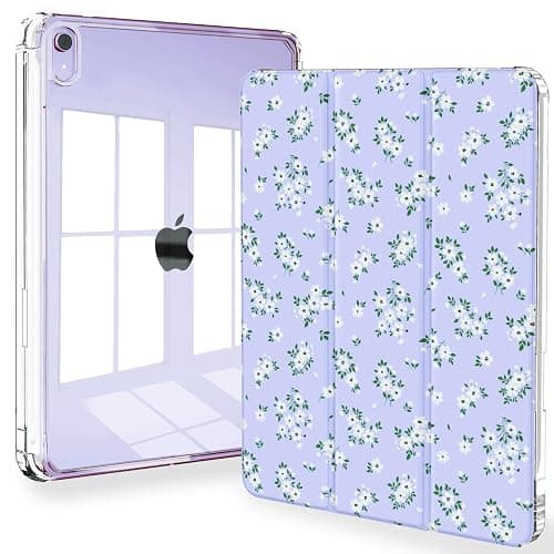 Feams Case for iPad mini 7 A17 Pro 2024/iPad Mini 6 2021, Slim Lightweight Trifold iPad mini 7 A17 Pro Case 8.3 Inch 2024 Clear Back Cover with Pencil Holder & Auto Sleep, Purple Blossom - Image 1