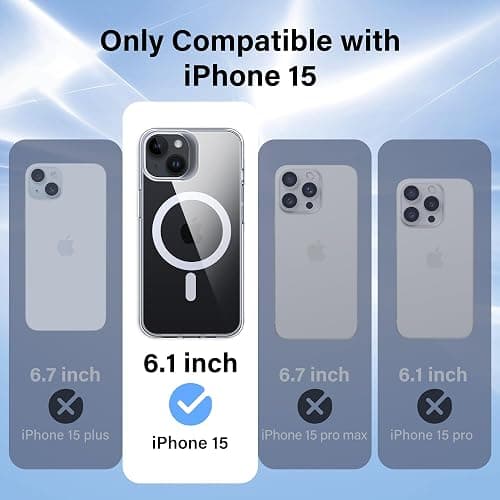 Supdeal Magnetic Clear Case for iPhone 15, [Compatible with MagSafe] [Non Slip Bumper & Not Yellowing] Military Grade Shockproof Transparent Silicone Phone Cover, 6.1", Transparent thumbnail 2