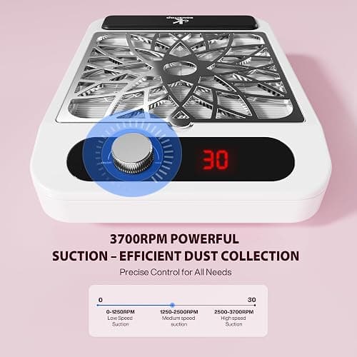 Nail Dust Collector for Nail Techs,Compact & Quiet Vacuum Fan Dust Collector with Reusable Filter, Powerful Dust Suction Machine,Nail Tech Must Haves for Gel Polish,Pedicures,Salon & Home Use thumbnail 3