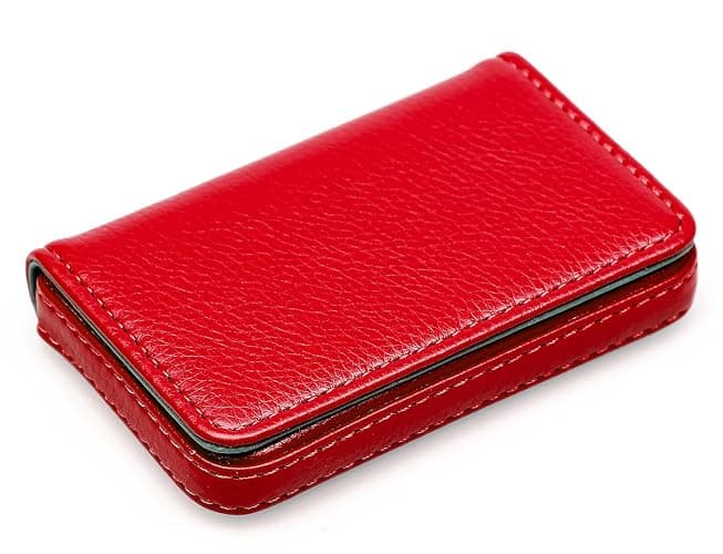 RFID Blocking Wallet - Minimalist Leather Business Credit Card Holder with Magnetic - Red thumbnail 5