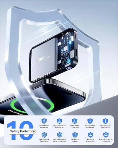 For Magsafe Power Bank, Portable Charger 10000mAh, 22.5W Fast Charging Battery Pack with USB-C Input & Output, LED Display for iPhone 17/16/15/14/13/12 Pro/Pro Max thumbnail 7