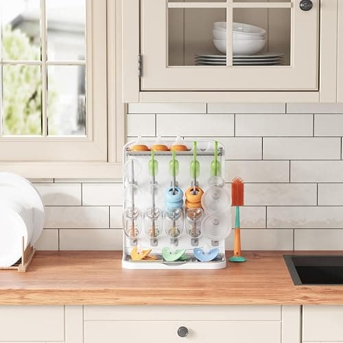 Lifewit Baby Bottle Drying Rack, Standing Holder with 15 Hooks, Detachable Brackets, Space Saving Countertop Organiser for Feeding Nipples, Teats, Soothers, Sealing Discs Storage, Newborn Essentials thumbnail 9