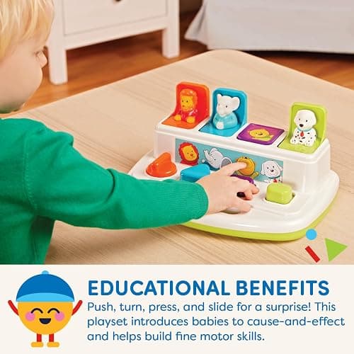 Battat – Cause – And – Effect Toy – Developmental Toy With Buttons & Colors – Color Sorting Animal Toys – For Kids, Toddlers, Babies – 18+ Months – Pop – Up Pals thumbnail 6
