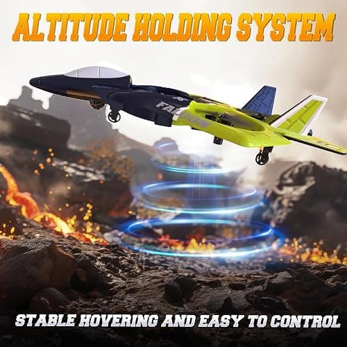 BEZGAR RC Airplane, 2.4GHZ 6-axis Gyro Remote Control Airplane, Gesture Remote Control Plane, 360° Flip Fighter Jet Toy, Toys for Ages 8-13 with Colorful LED Navigation Lights Green thumbnail 3