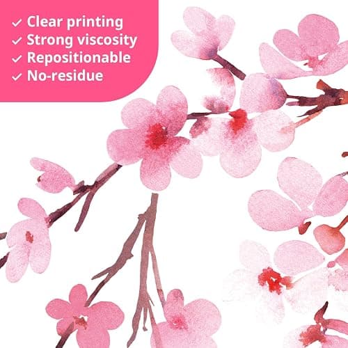 DECOWALL DS6-2003 Watercolor Cherry Blossoms Kids Wall Stickers Wall Decals Peel and Stick Removable Wall Stickers for Kids Nursery Bedroom Living Room décor thumbnail 5