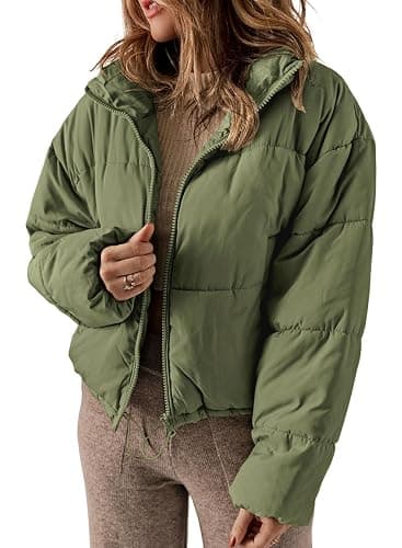 Dokotoo Womens Winter Quilted Jackets Long Sleeve Full Zip Puffer Jacket Coats with Pockets - Image 1
