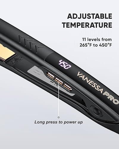 VANESSA PRO Flat Iron Hair Straightener, 100% Pure Titanium Flat Iron for One Pass to Achieve a Sleek Look, Curls Beautifully & Straightens Well - 1 inch thumbnail 7