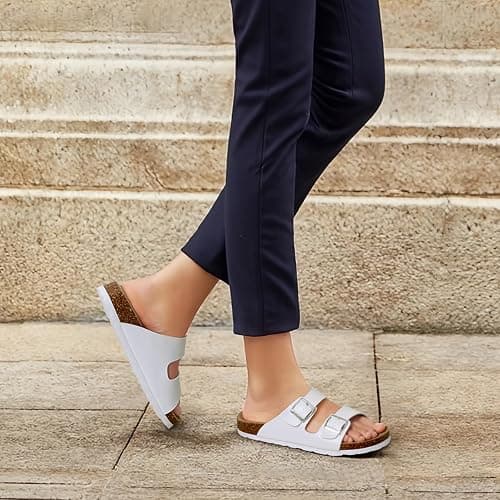 ODOLY Unisex Cork Footbed Slide Sandal, Arch Support Summer Outdoor Sandals with Adjustable Buckle for Women and Men thumbnail 2