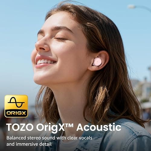 TOZO A1 Wireless Earbuds Bluetooth 5.3 Light Weight in Ear IPX5 Waterproof Headphones 2 Mic for AI Calls, Immersive Premium Sound Bass Headset with Charging Case, 32 Presets EQ Customization via App thumbnail 2