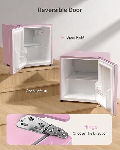 Upstreman 1.5 Cu.Ft All-Refrigerator Mini Fridge, Pink-CR16 | Dorm Fridge with 7-Level Thermostat, ENERGY STAR Certified, Reversible Door, Small Refrigerator for Office, Classroom thumbnail 7