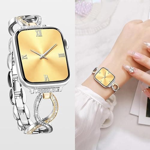 Filoto Bling Band Compatible with Apple Watch 38mm 40mm 41mm 42mm 44mm 45mm 46mm 49mm for Women, Thin Metal Strap Dressy Slim Jewelry Bracelet for iWatch Band Series 11 10 9 8 7 6 5 4 SE 3 2 1 Ultra thumbnail 2