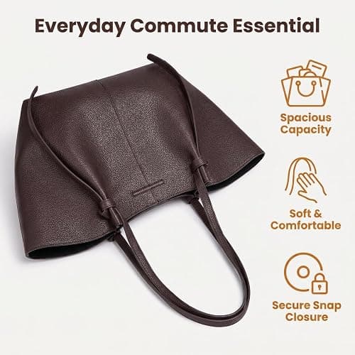 JIABAOZ Tote Bag Damen,Shopper Tasche Damen Groß,mit Litschi-Muster,Large Shoulder Handbag Mit Abnehmbarer Schlaufe,Shopper Für College Schule Arbeit Reisen Shopping thumbnail 8