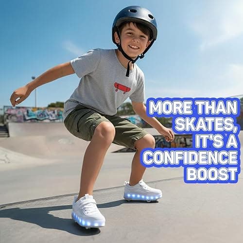 Yogeeft Kids Shoes with Wheels - 4 in 1 Light-Up Roller Shoes with USB Rechargeable LED Sneakers for School Christmas Party Gifts thumbnail 7