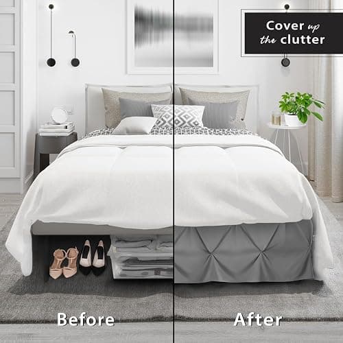 Nestl Dark Grey Bed Skirt Queen Size, Pinch Pleat Queen Bed Skirt, 14" Inch Drop Queen Bedskirt, Hotel Quality Dark Grey Bed Skirts Premium Microfiber Bedskirt for Queen Bed, Dark Grey Queen Bed Skirt - Queen - Dark Grey thumbnail 4