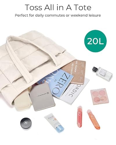 BAGSMART Tote Bag for Women, Lightweight Puffy Tote Bag with Compartments Shoulder Bag Handbag for Travel, Work, Gym | Lightweight thumbnail 6