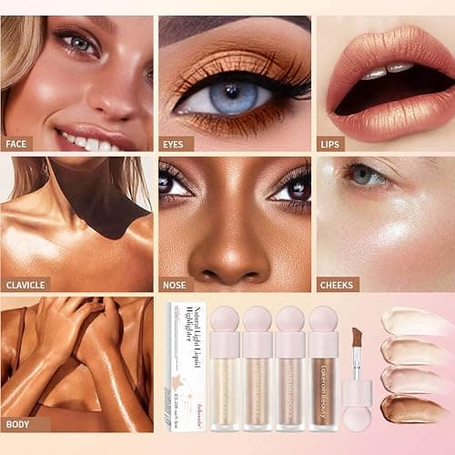 MEICOLY Liquid Highlighter,Long Lasting Liquid Luminizer Shimmer Stick,Waterproof Smooth Highlight Face Illuminator,Silky Natural Glow Makeup Sparkly Highlighters for Face,04 Transcend - liquid luminizer,04 Transcend - 0.25 Fl Oz (Pack of 1) thumbnail 5